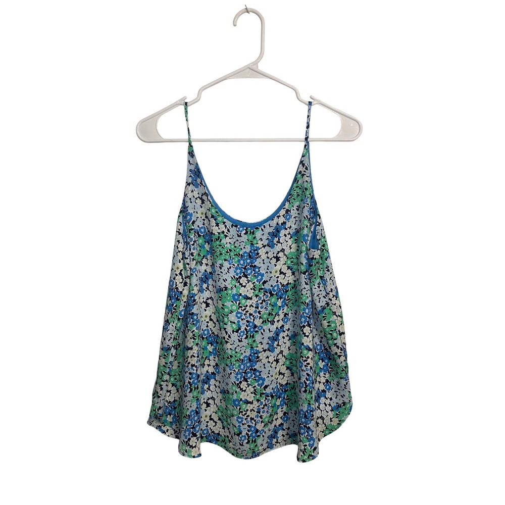 LOFT Women Blue Green Floral Spaghetti Strap Camisole Top Size M New With Tags‎